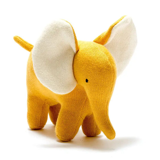 Organic Cotton Ellis the Elephant Plush Toy - Mustard